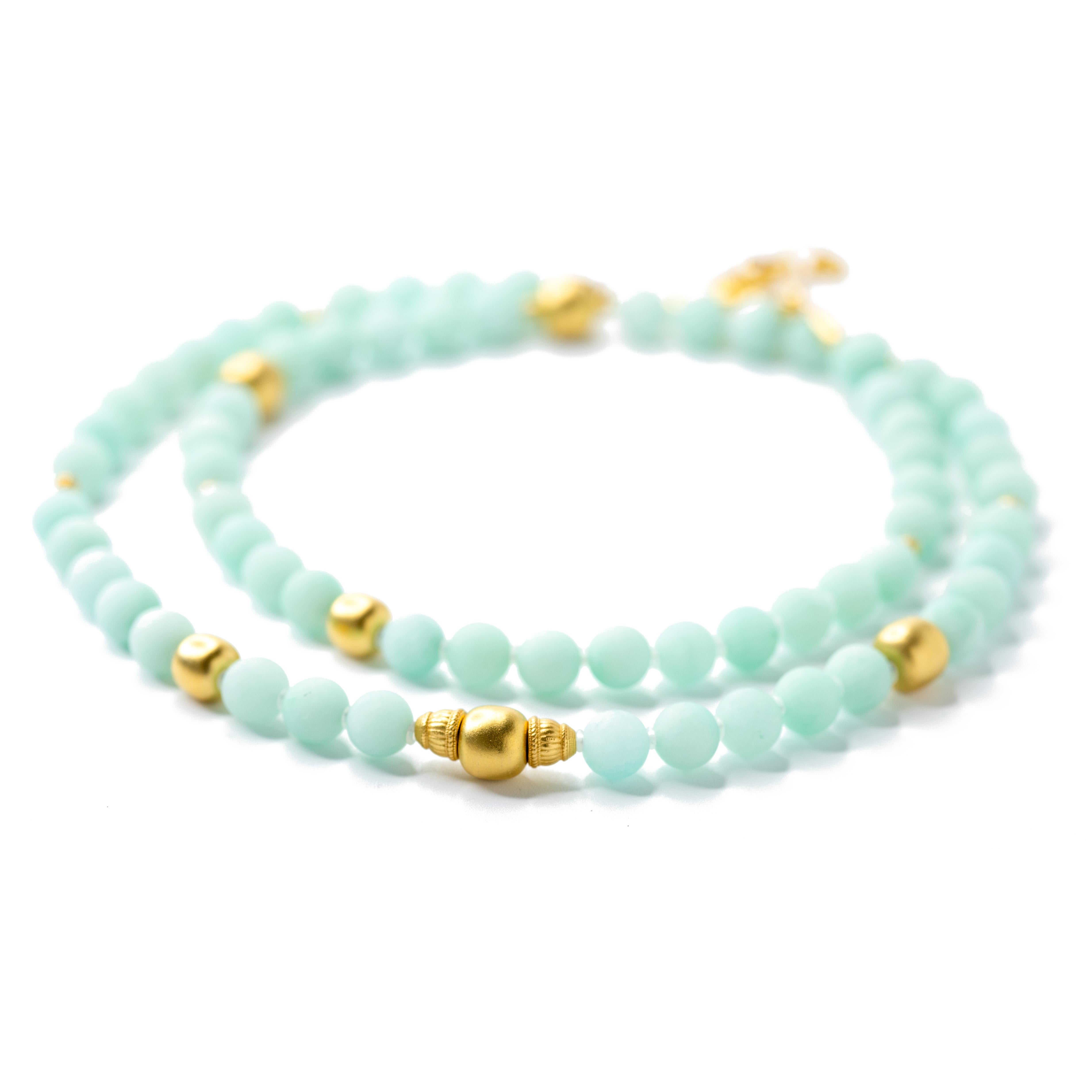 Artisan Mint Green Chalcedony Necklace - by Bombyx House For Sale
