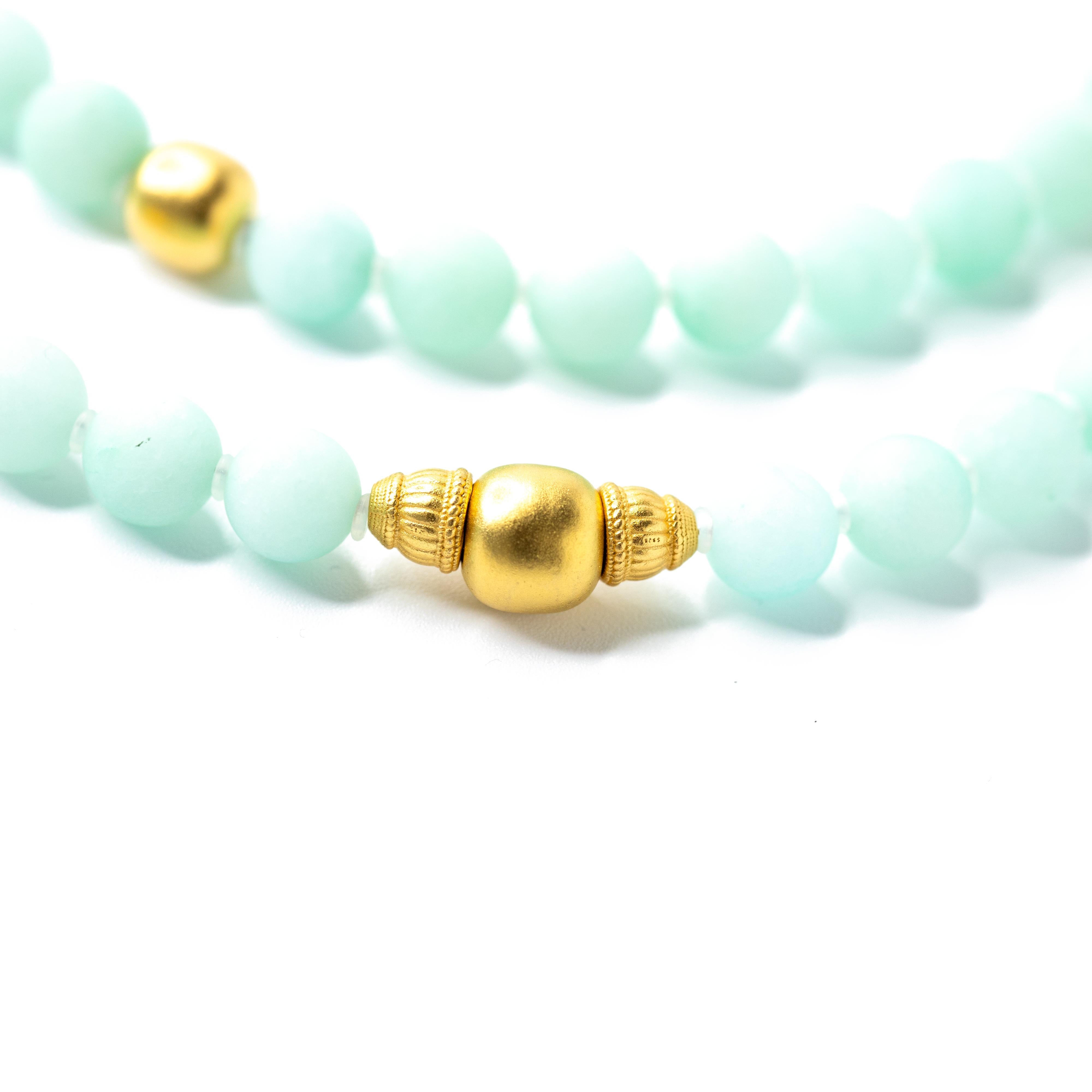 Bead Mint Green Chalcedony Necklace - by Bombyx House For Sale