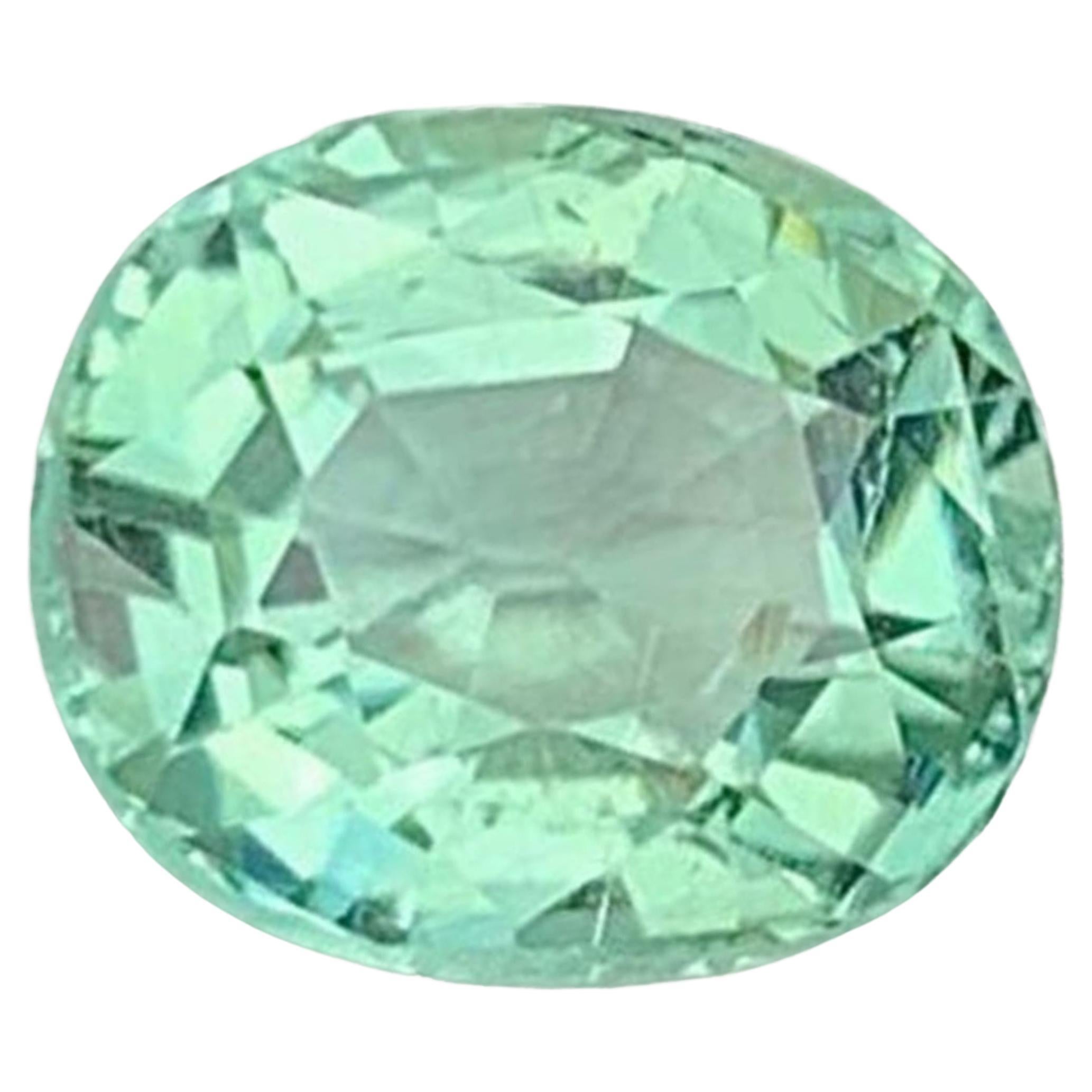 Mint Green Color Tourmaline Gemstone: Natural October Birthstone (2.18 CTs) For Sale