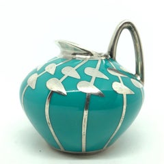 Mintgrün gefärbte Silberauflagenvase von Hutschenreuther Hohenberg Deutsch 1930er Jahre