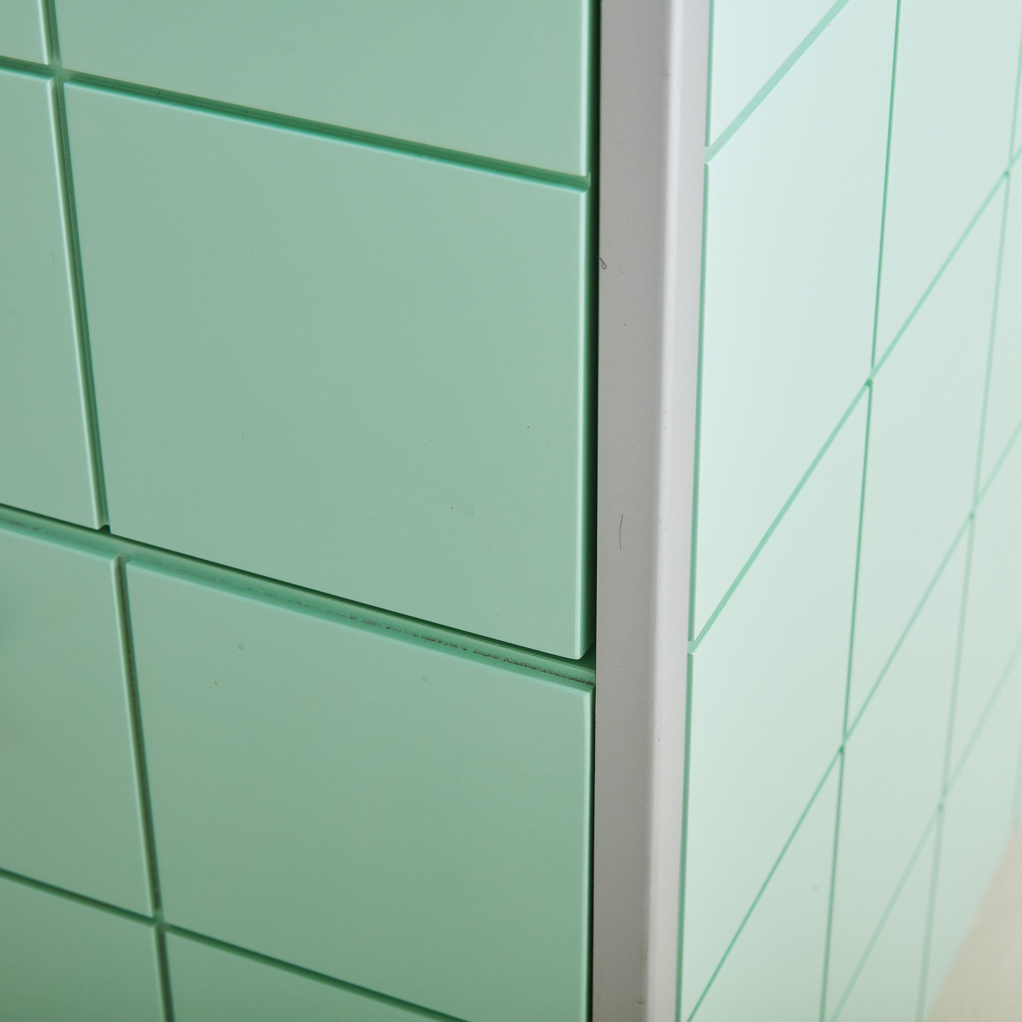Post-Modern Mint Green Cube Cabinet Attributed to Alessandro Mendini for Alessi, Italy 1980s For Sale