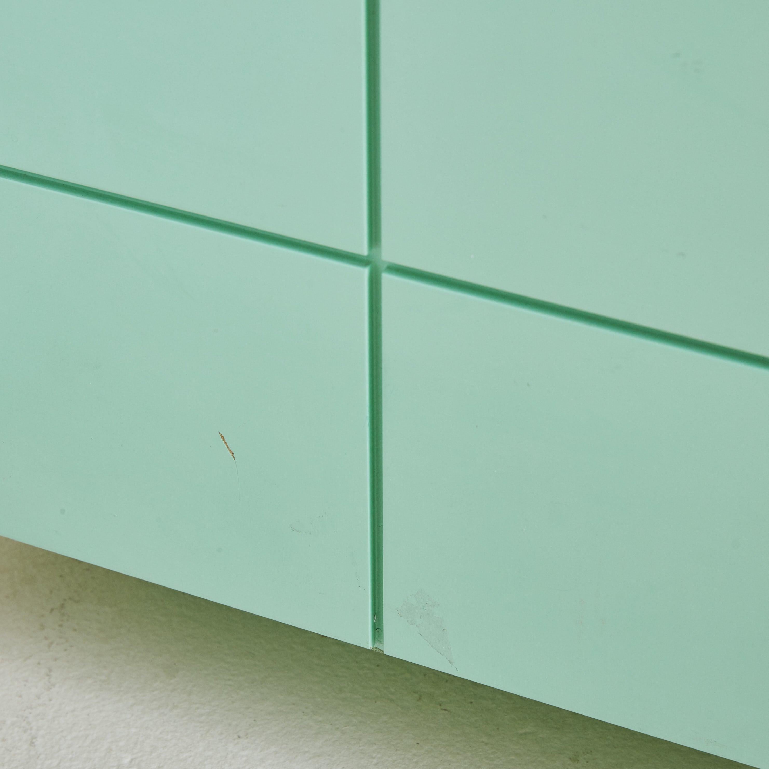 Mint Green Cube Cabinet Attributed to Alessandro Mendini for Alessi, Italy 1980s In Good Condition For Sale In Chicago, IL