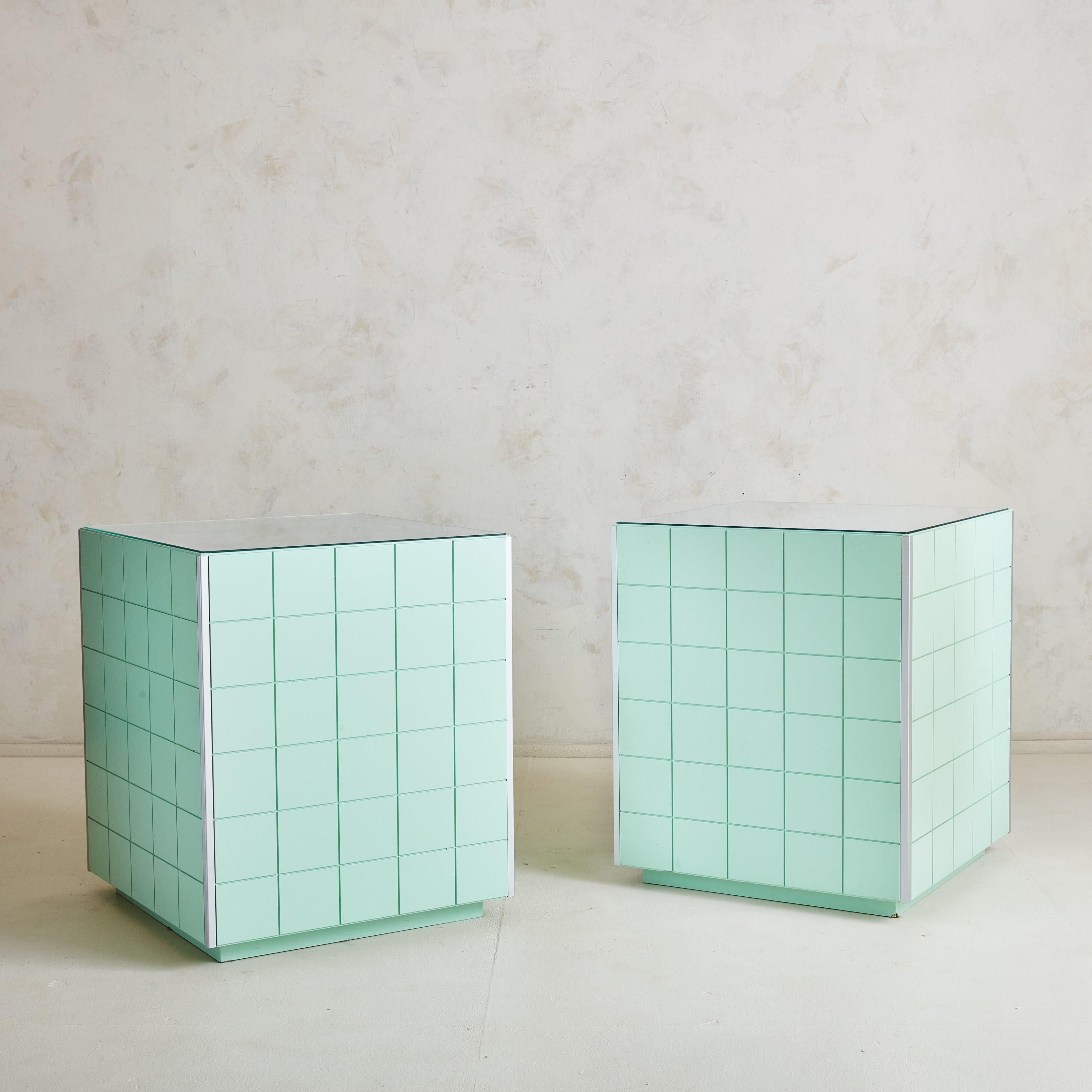 Late 20th Century Mint Green Cube Cabinet Attributed to Alessandro Mendini for Alessi, Italy 1980s For Sale