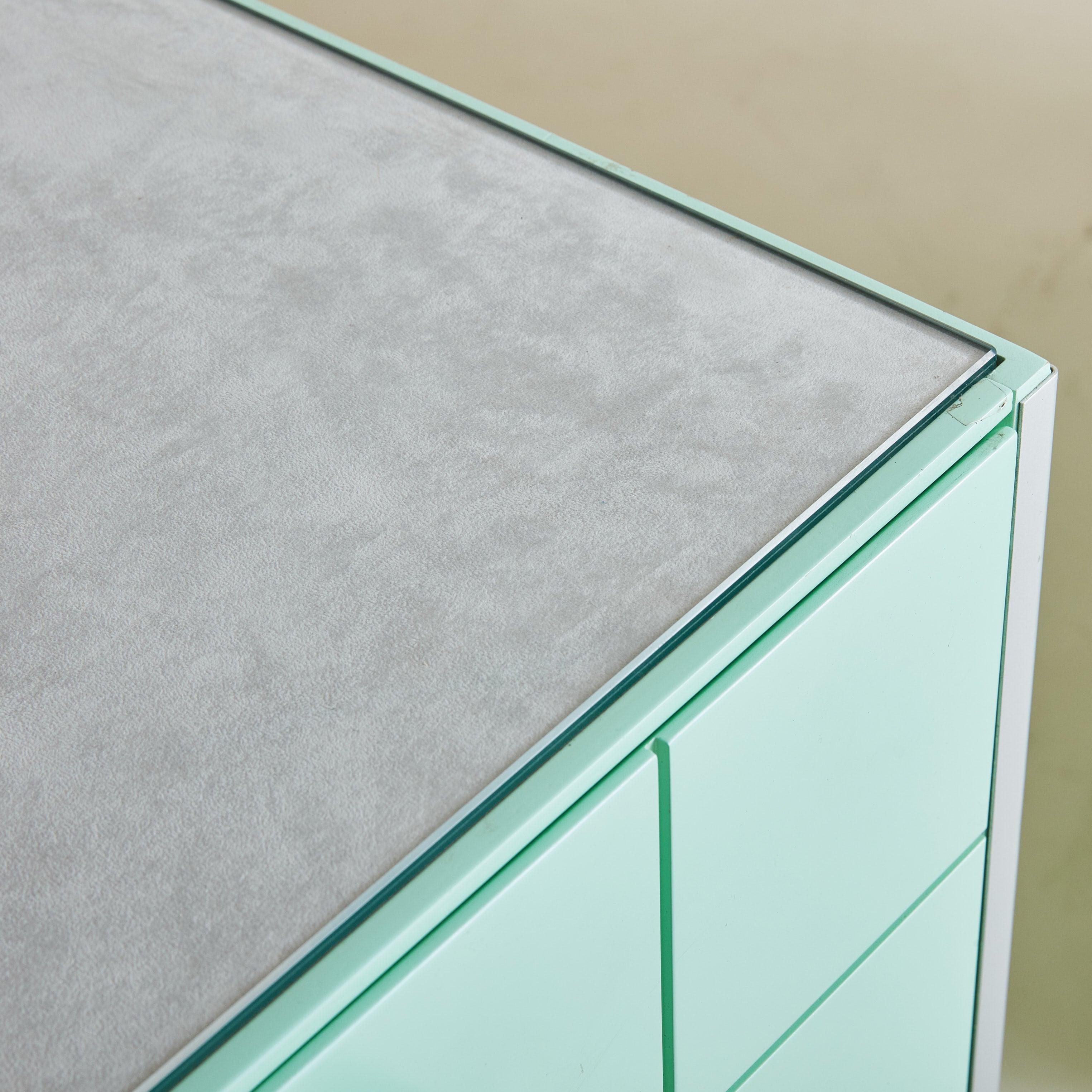 Mint Green Cube Cabinet Attributed to Alessandro Mendini for Alessi, Italy 1980s For Sale 1