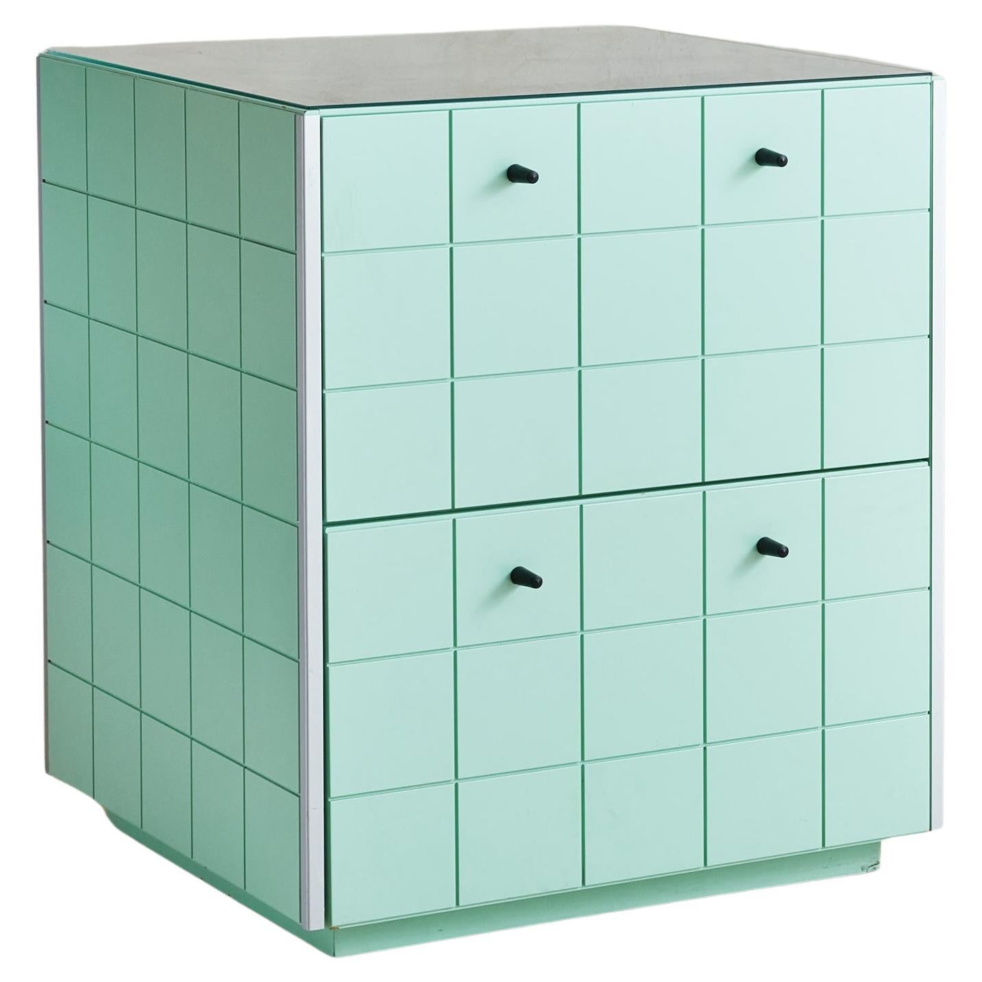 Armoire cubique vert menthe attribuée à Alessandro Mendini pour Alessi, Italie, années 1980
