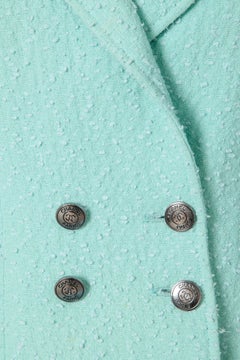 Mint green double-breasted skirt suit in tweed Chanel Boutique