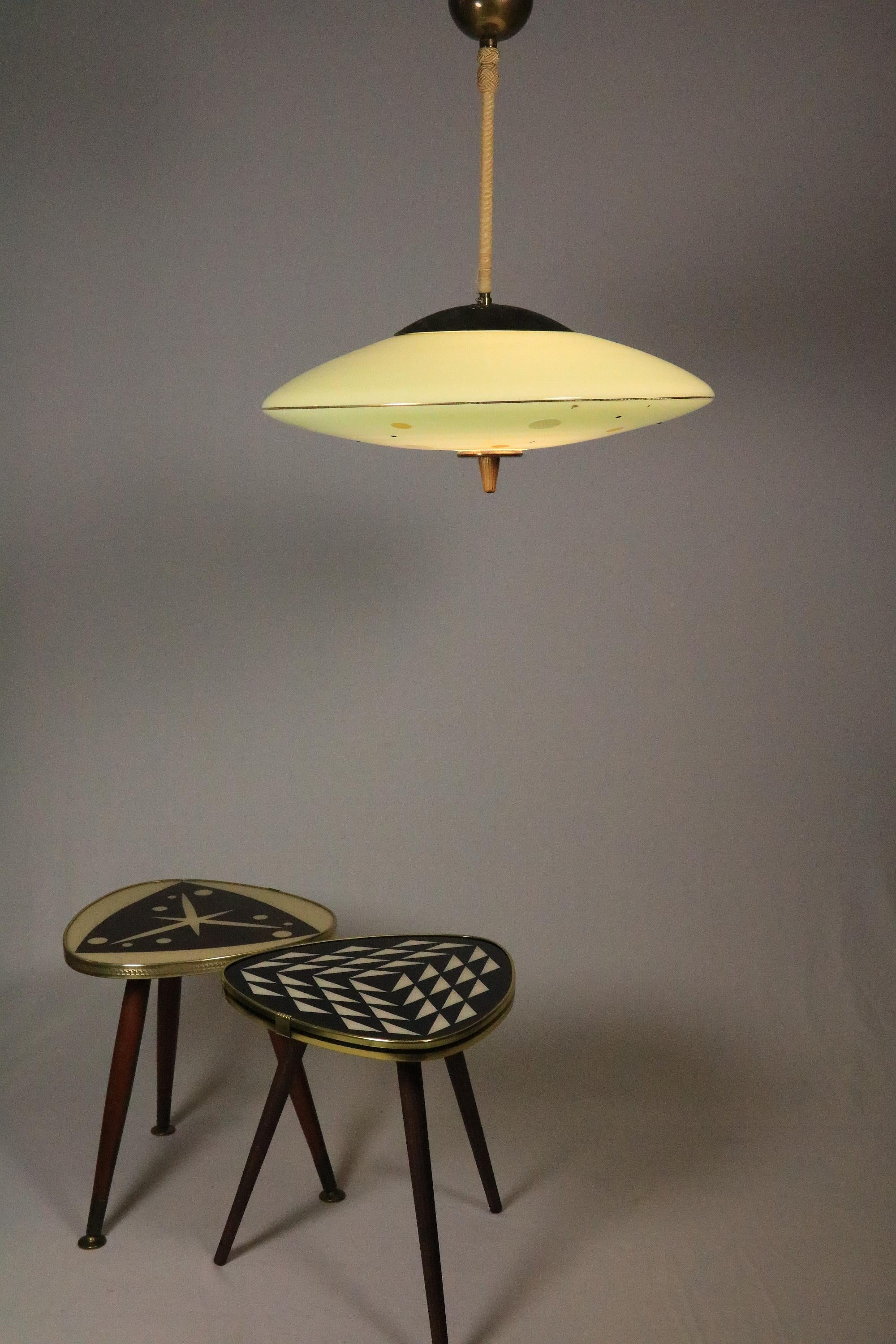 Mint Green Glass Pendant Lamp from the 1950s For Sale 3