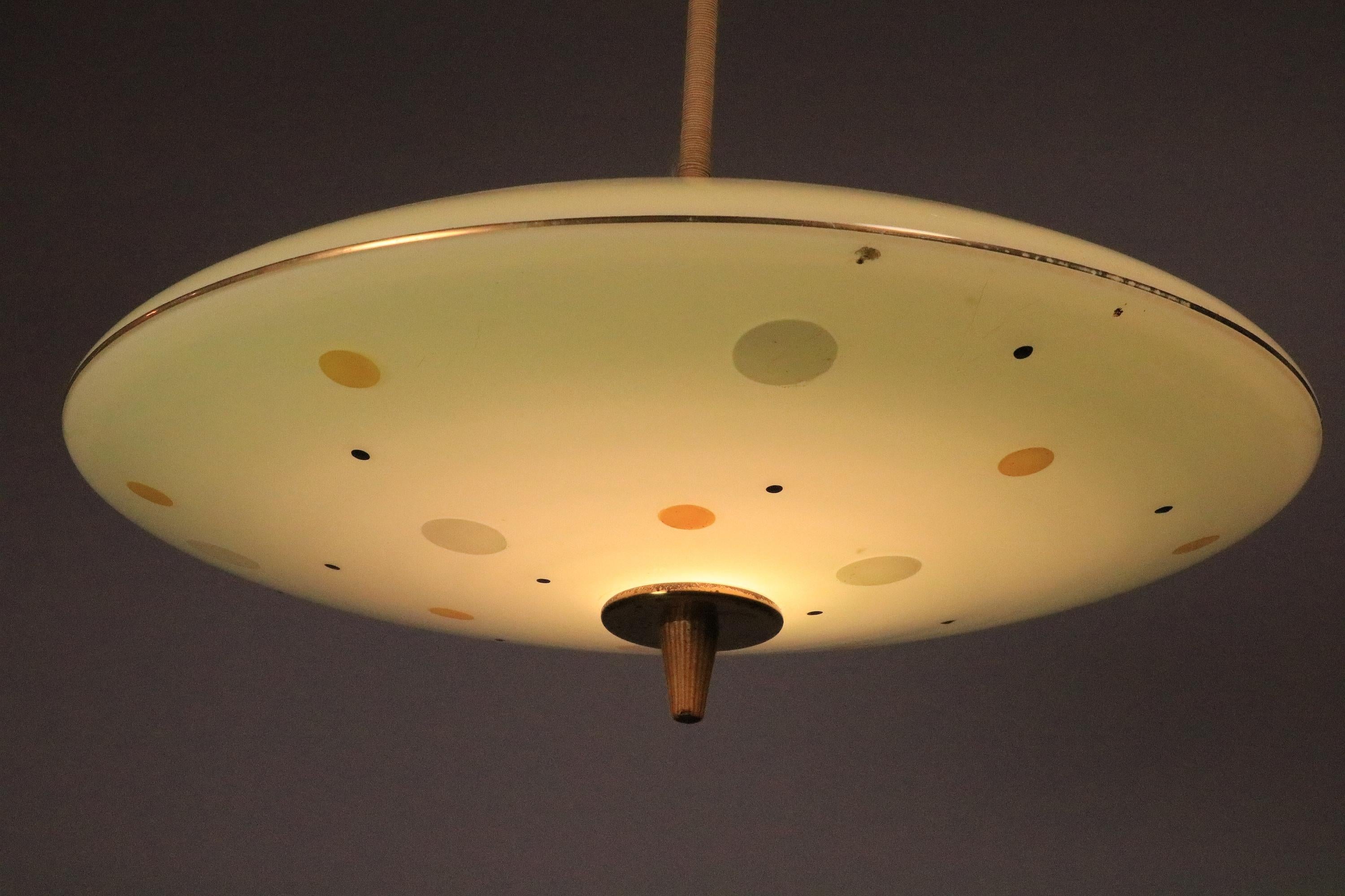 Mid-20th Century Mint Green Glass Pendant Lamp from the 1950s For Sale