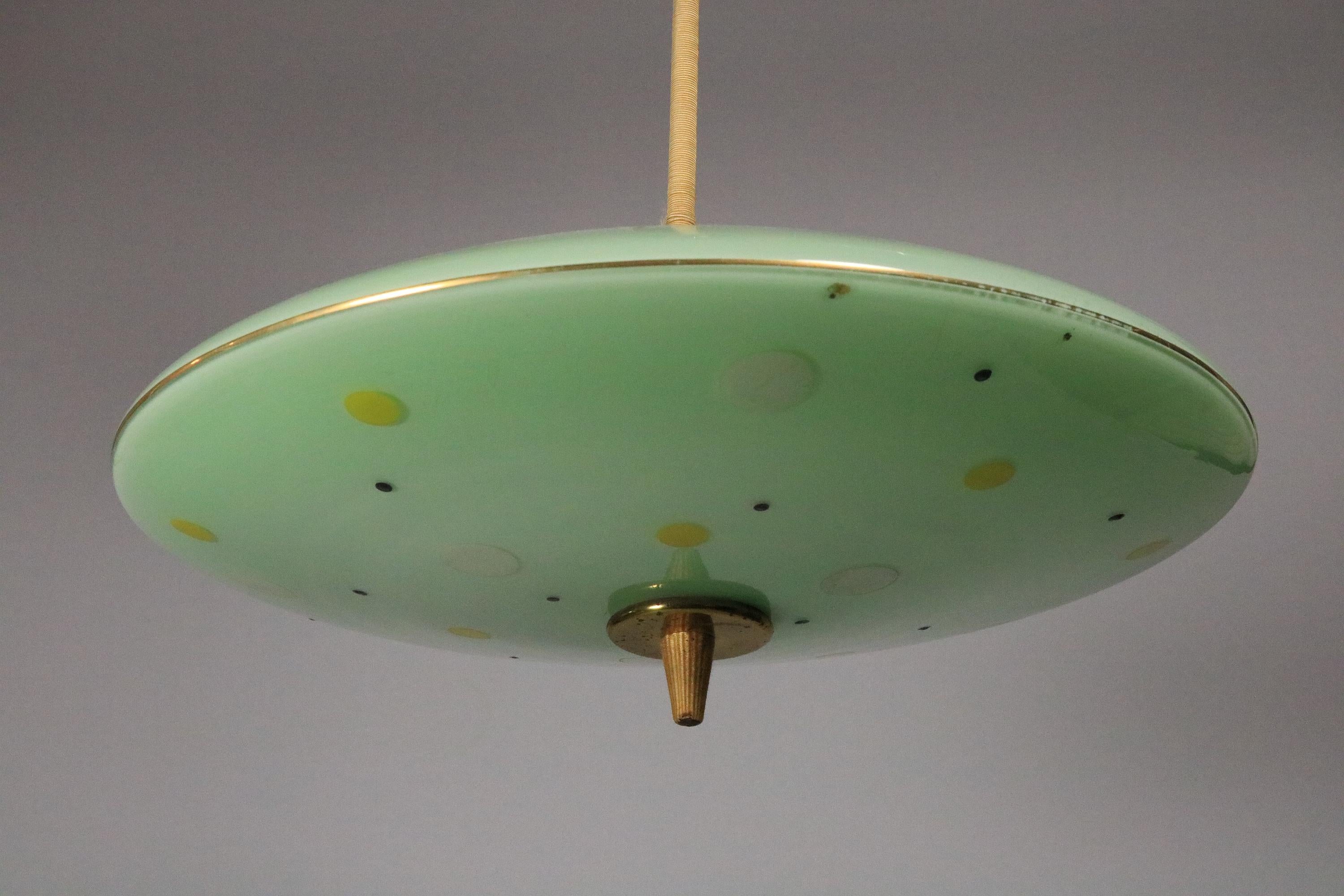Mint Green Glass Pendant Lamp from the 1950s For Sale 1