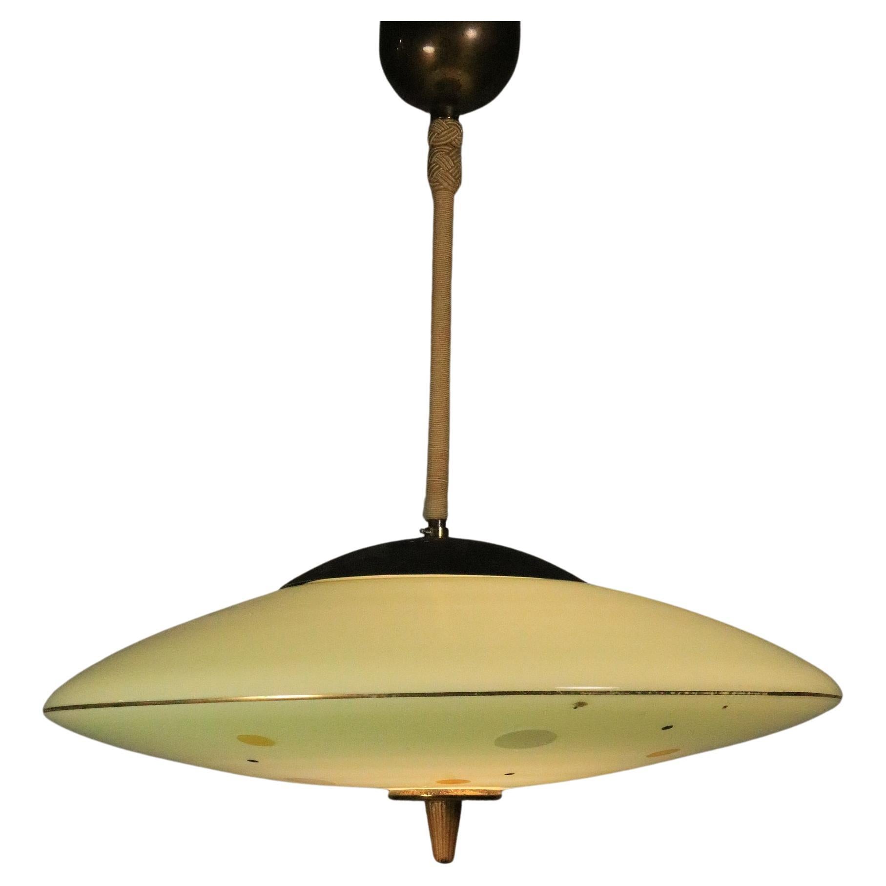Mint Green Glass Pendant Lamp from the 1950s For Sale