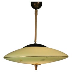 Lampe pendante en verre vert menthe des années 50