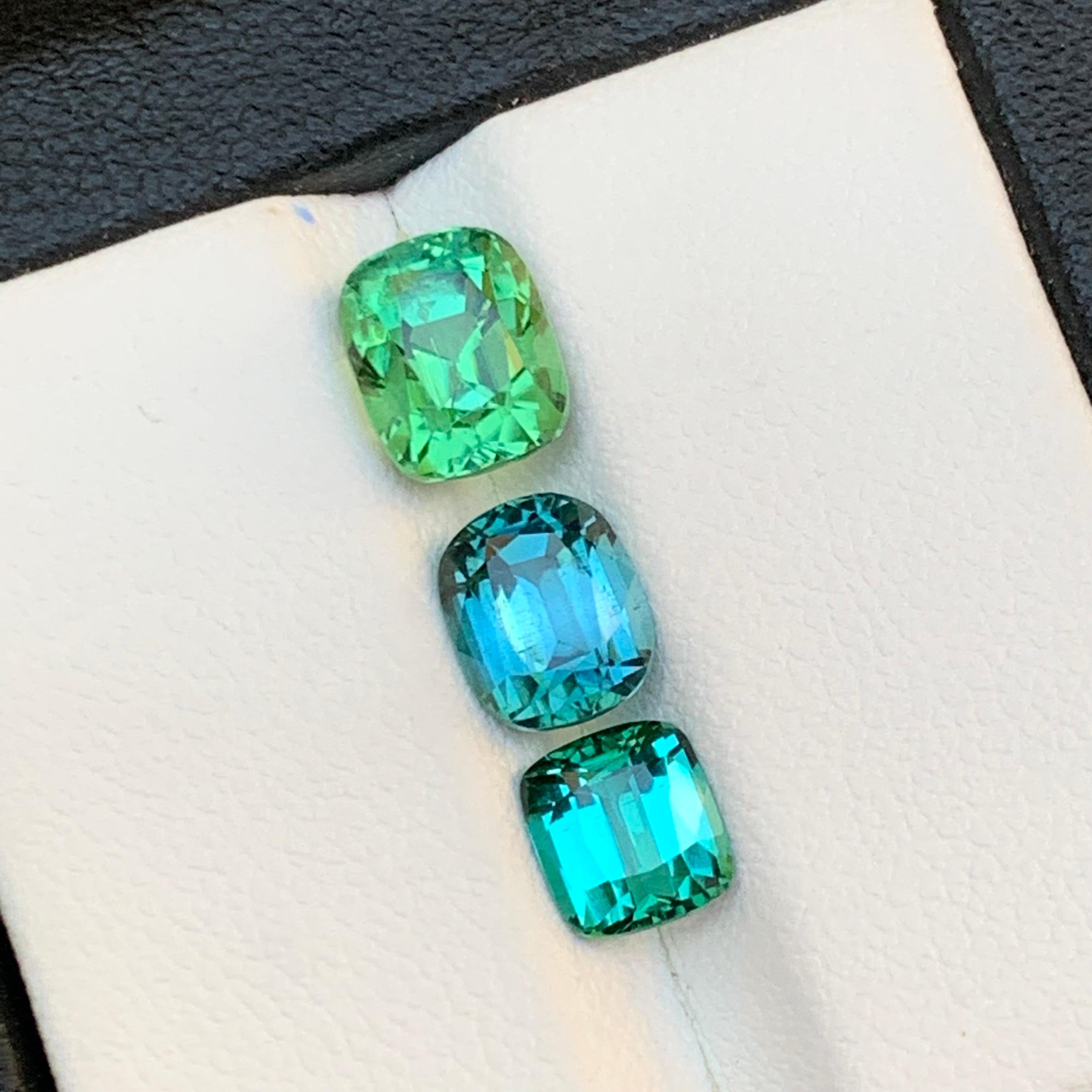 Mintgrün Grünlich Blau Lagunengrün Natürlicher Turmalin Lose Edelsteine 4,85 ct (Kissenschliff) im Angebot