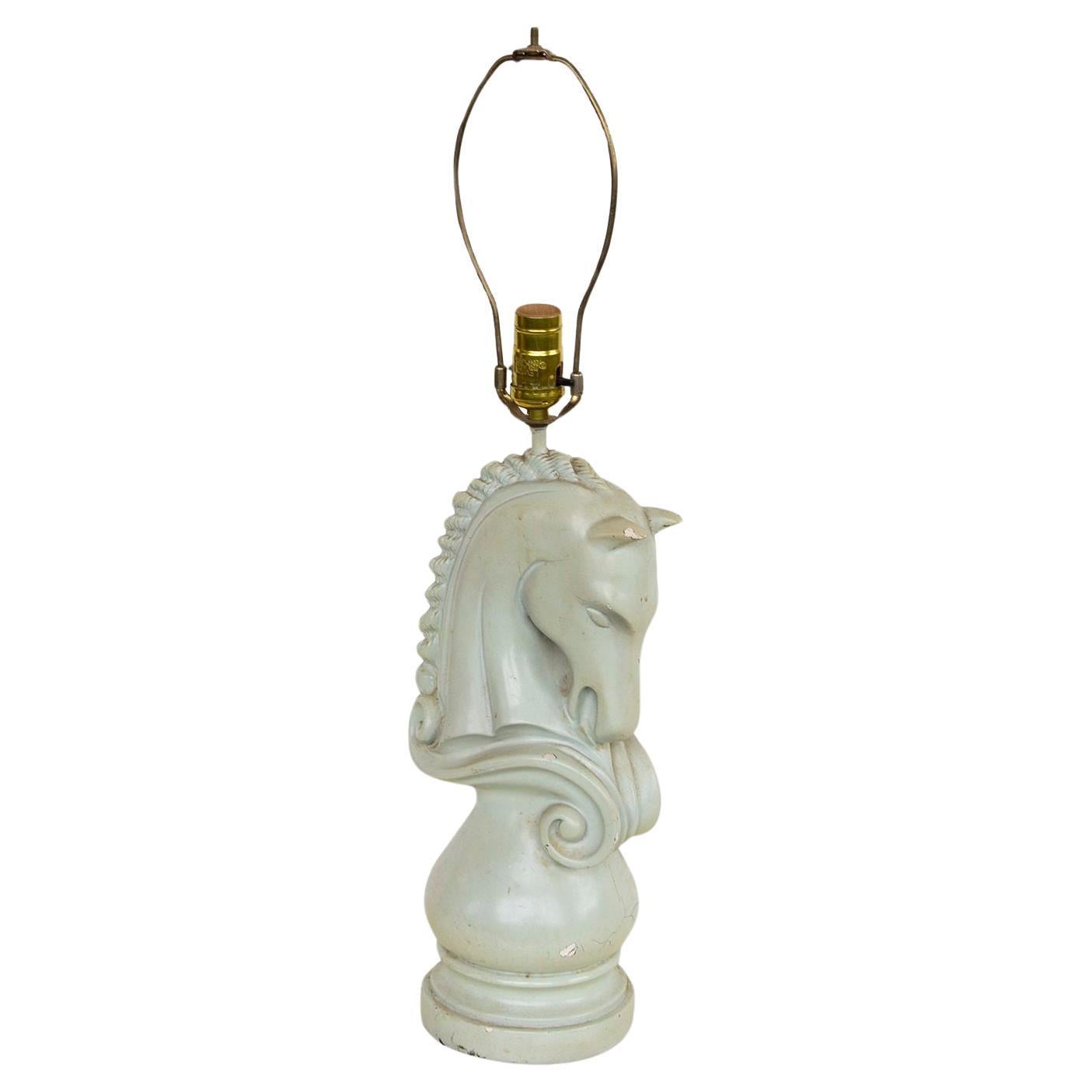 Mint Green Horse Head Rook Table Lamp For Sale