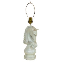 Vintage Mint Green Horse Head Rook Table Lamp