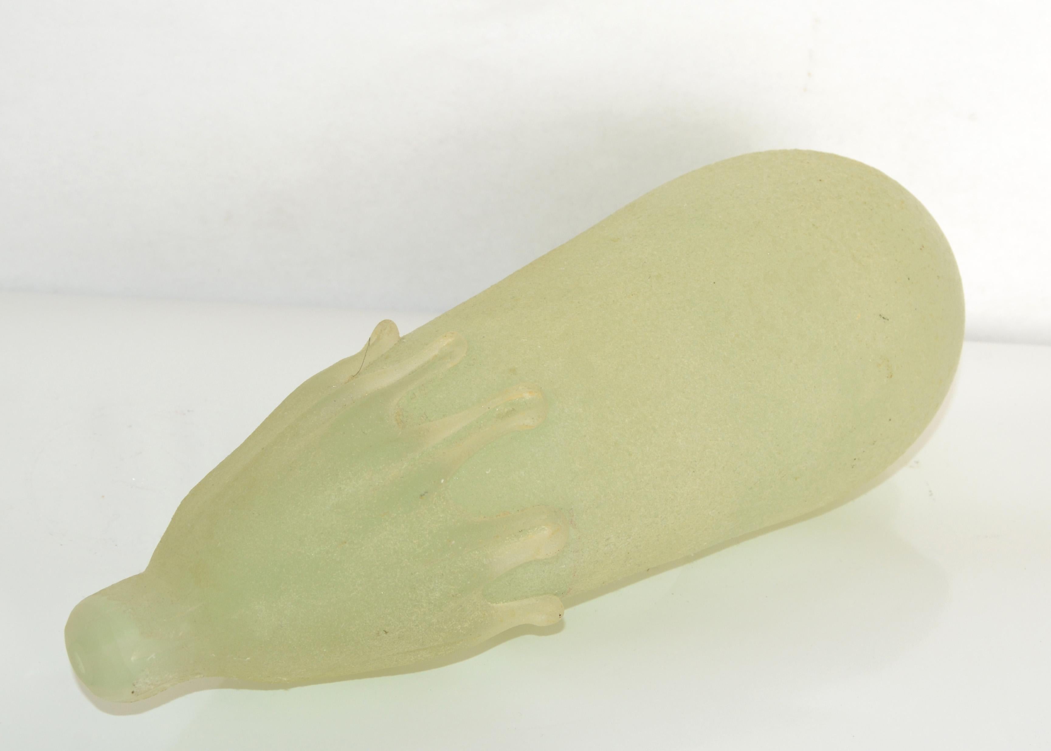 Mint Green Italian Scavo Glass Aubergine Eggplant Figurine Vegetable Sculpture For Sale 5