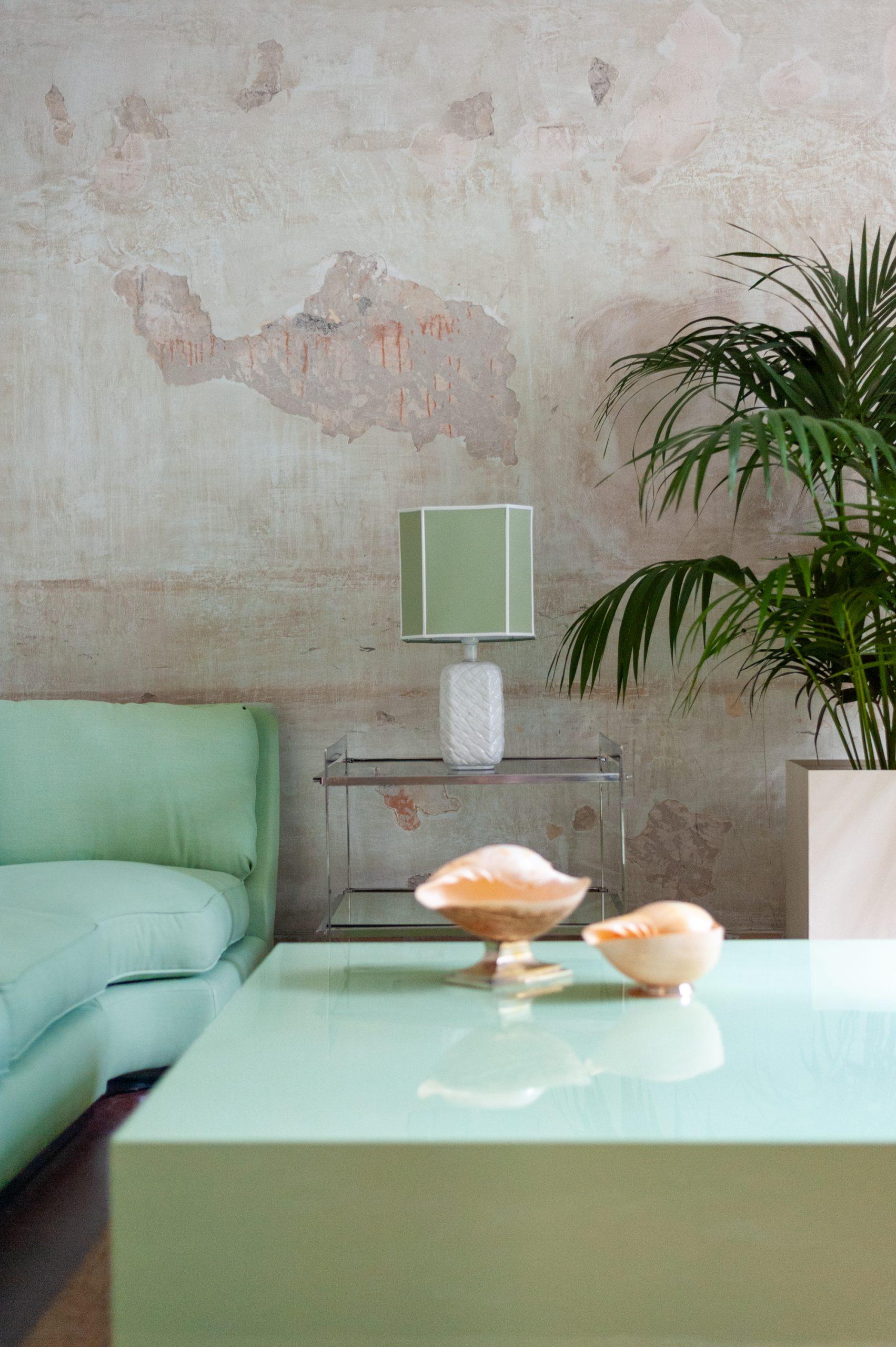 Mint Green Lacquered Coffee Table – 1980s For Sale 2