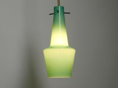 Mint Green Large Mid Century Italian Murano Glass Pendant Lamp by Venini
