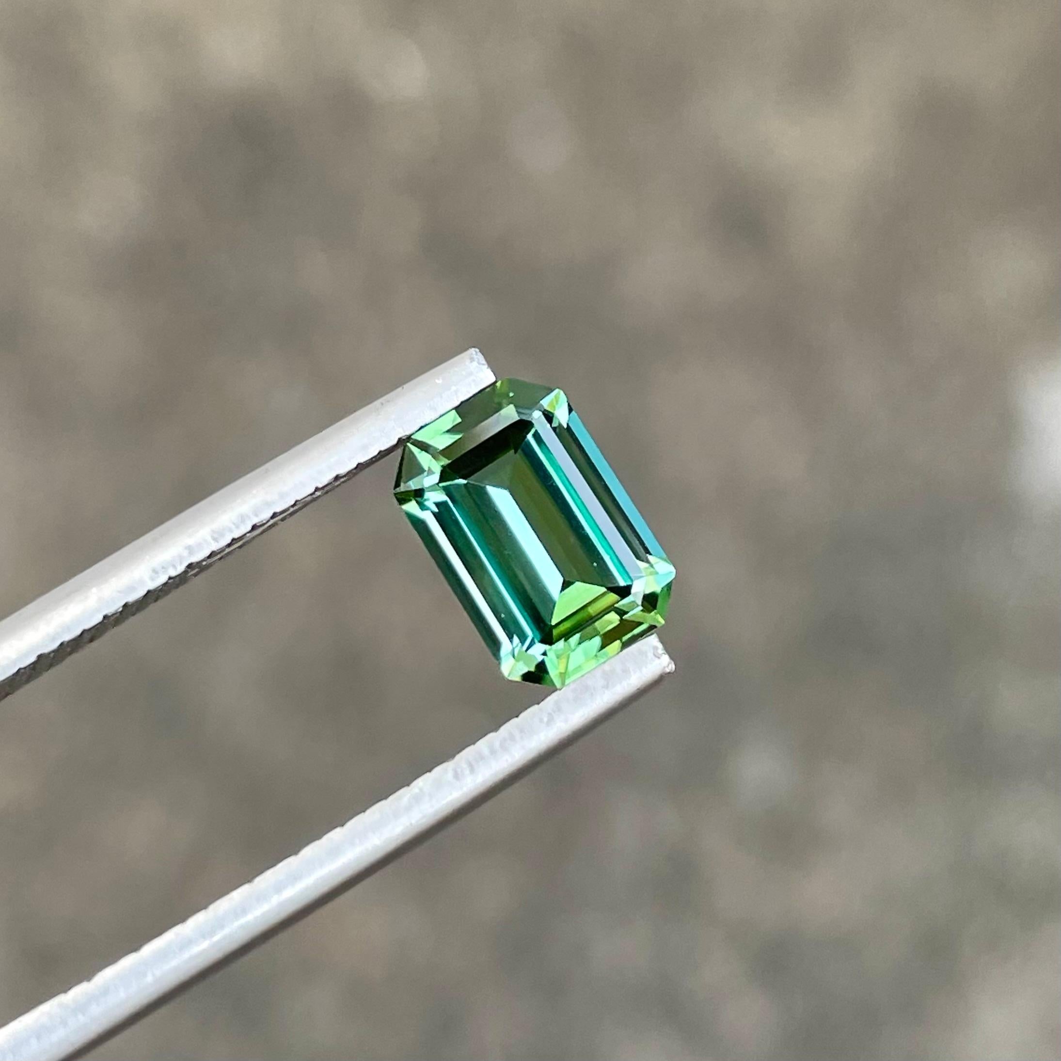 Mint Green Loose Tourmaline 1.80 carat Emerald Cut Natural Afghanistani Gemstone In New Condition For Sale In Bangkok, TH