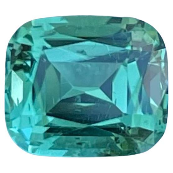 Mint Green Loose Tourmaline 2.25 carats Step Cushion Cut Natural Afghan Gemstone For Sale