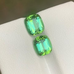 Mint Green Natural Tourmaline Gemstones 4.00 Ct Cushion Cut for Earrings Jewelry
