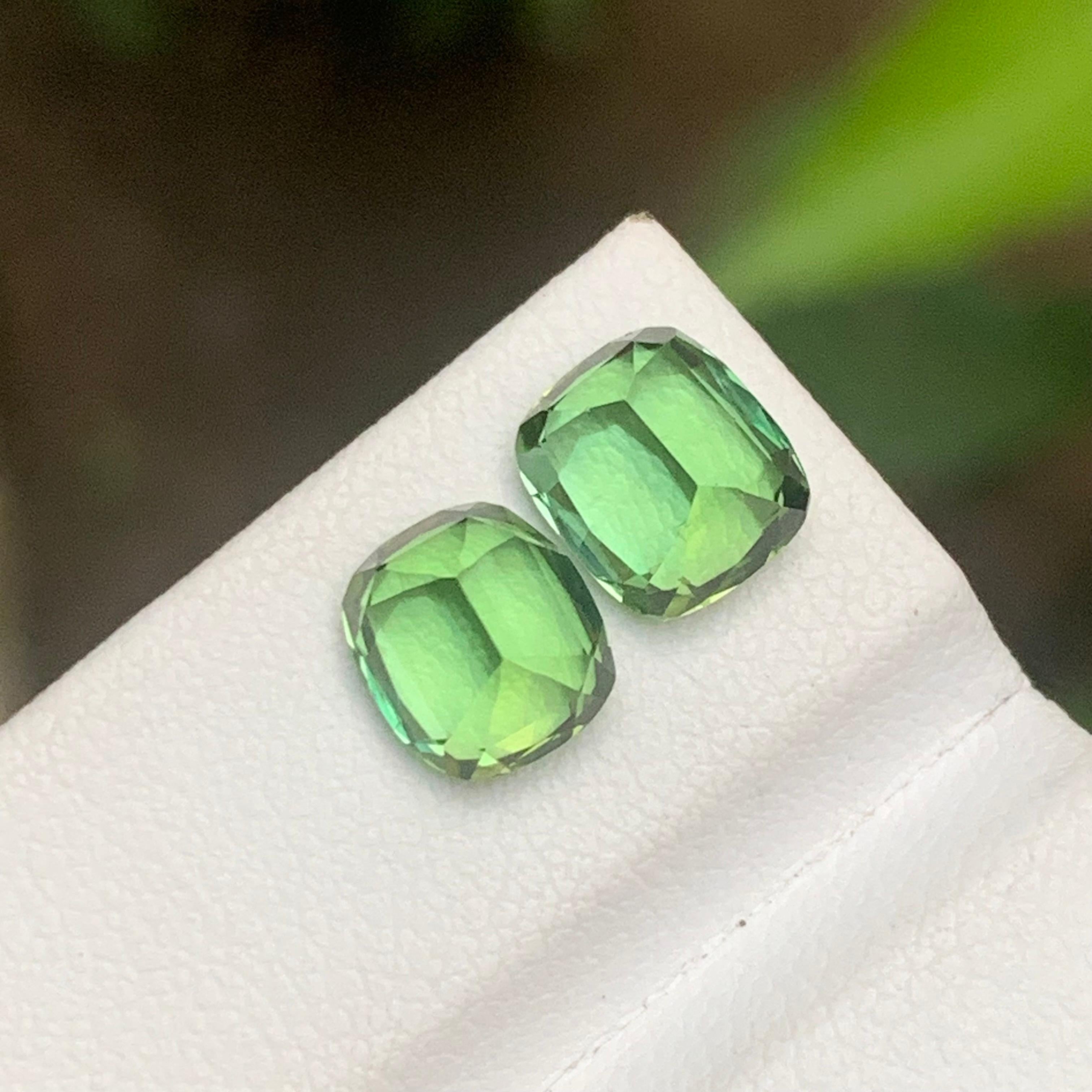 Gemas de turmalina natural verde menta 4,00 ct talla cojín para pendientes Joyas en Nuevo estado para la venta en Peshawar, PK