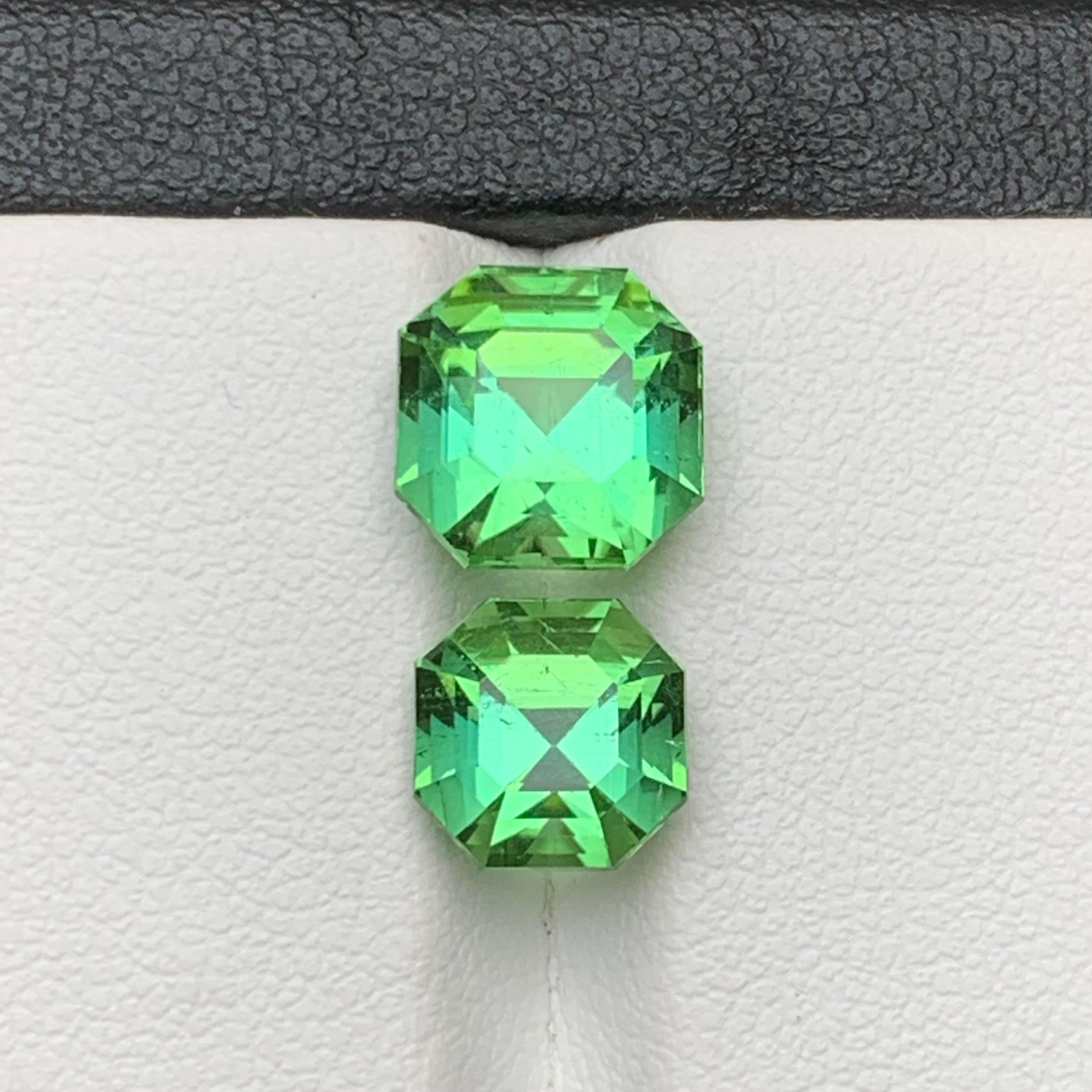 Mint Green Natural Tourmaline Loose Gemstones Set 7.25 Ct Octagon Cut-Jewelry For Sale 5