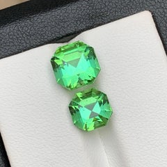 Mint Green Natural Tourmaline Loose Gemstones Set 7.25 Ct Octagon Cut-Jewelry