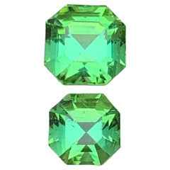 Mint Green Natural Tourmaline Loose Gemstones Set 7.25 Ct Octagon Cut-Jewelry