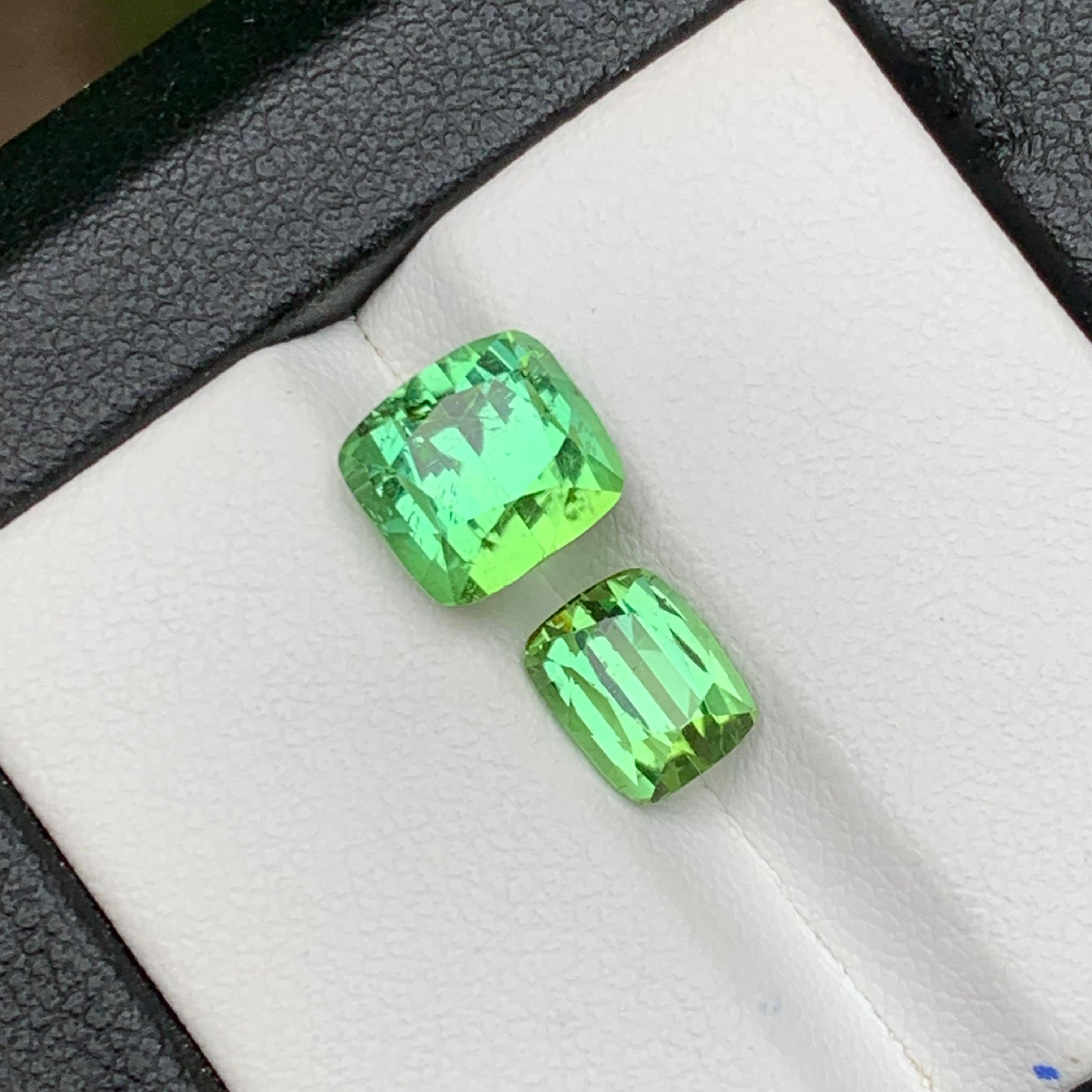 Mint Green Natural Tourmaline Ring Loose Gemstones 4.80 Ct Cushion Cut-Jewelry For Sale 5