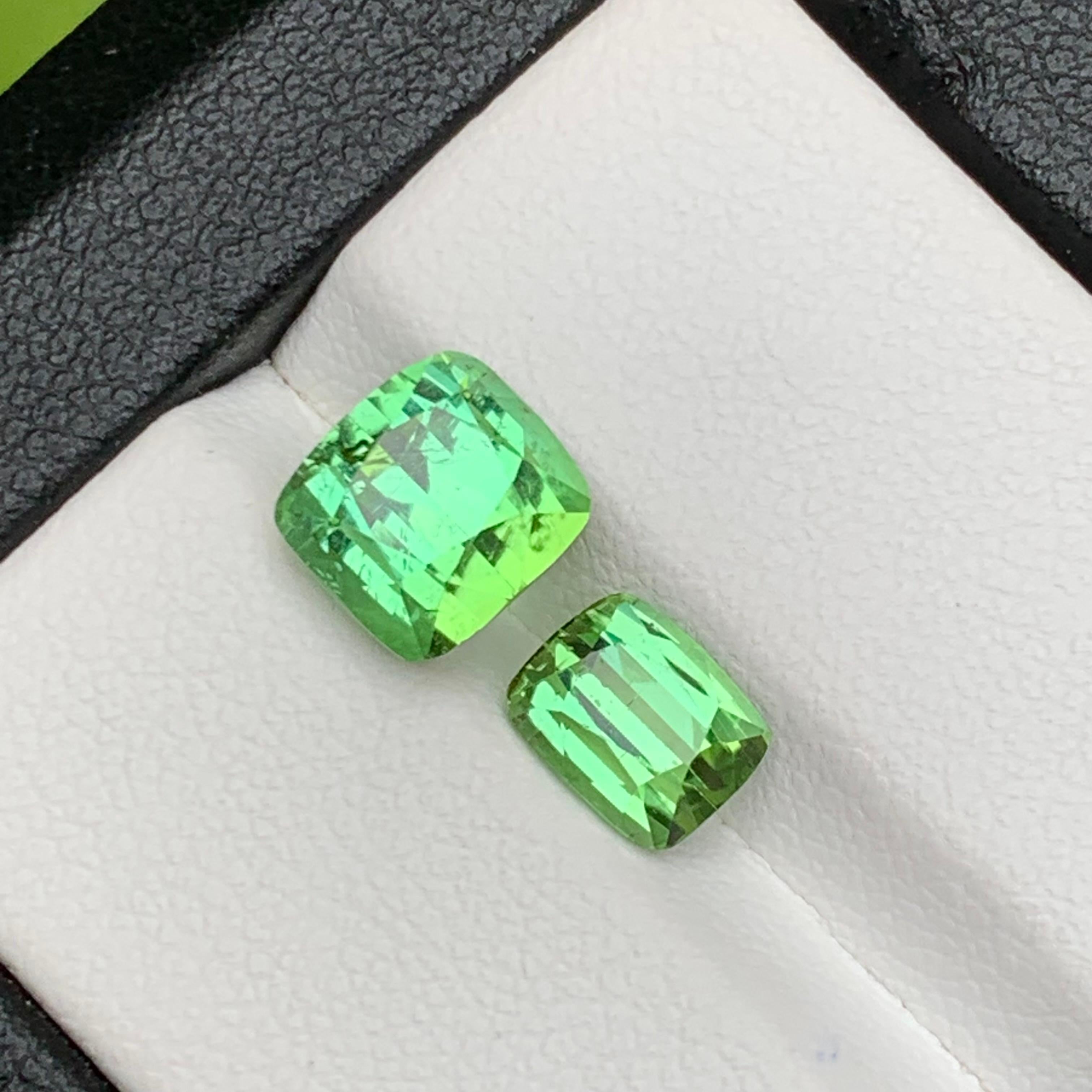 Mint Green Natural Tourmaline Ring Loose Gemstones 4.80 Ct Cushion Cut-Jewelry In New Condition For Sale In Peshawar, PK