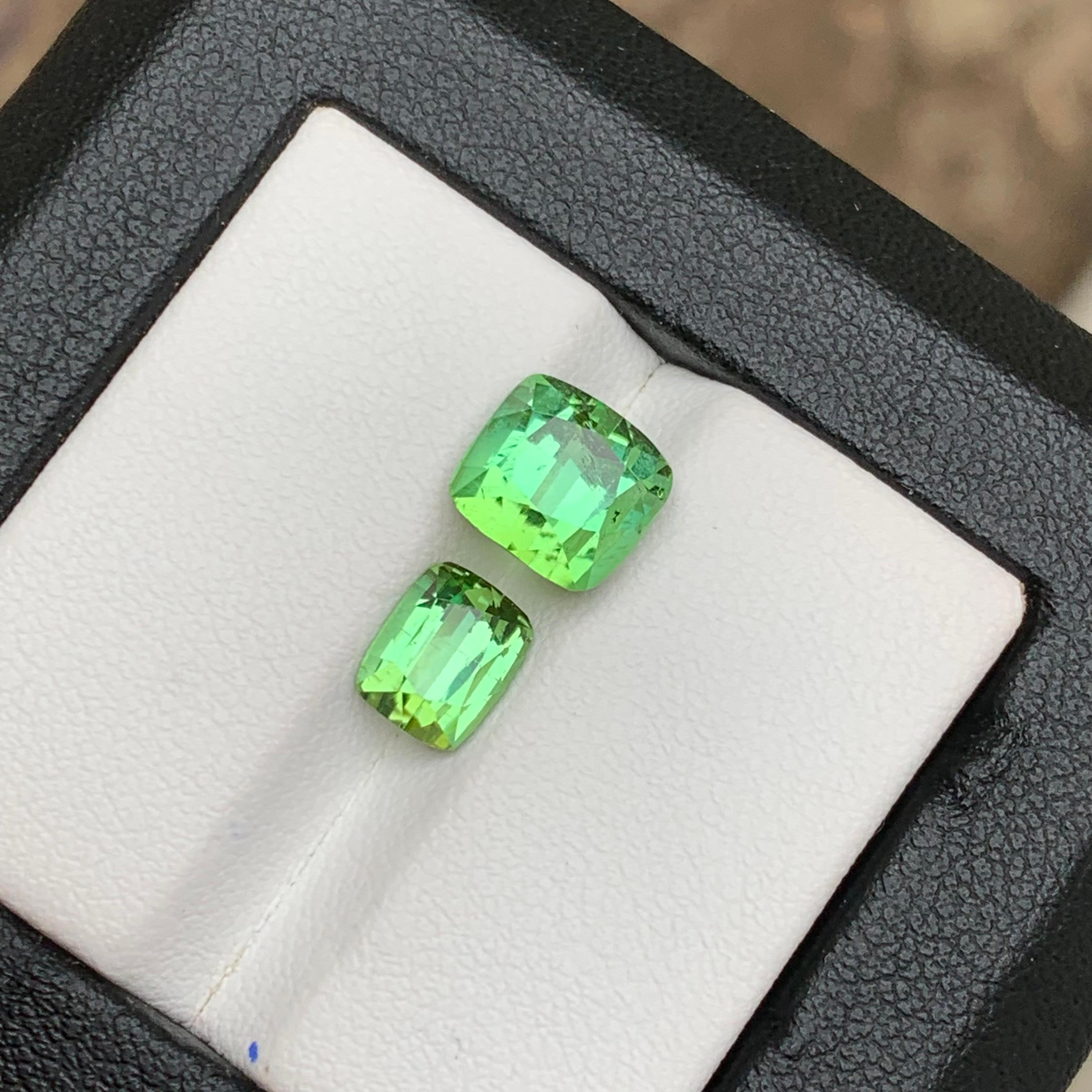 Mint Green Natural Tourmaline Ring Loose Gemstones 4.80 Ct Cushion Cut-Jewelry For Sale 4