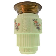 Mint Green Petite Skyscraper Deco Flush Mount Fixture