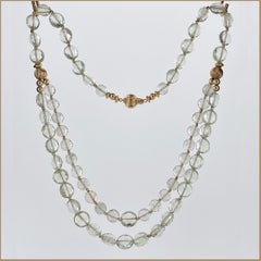 Mint Green Prasiolite Double Strand Necklace, 14K Gold Filled, 17.25"
