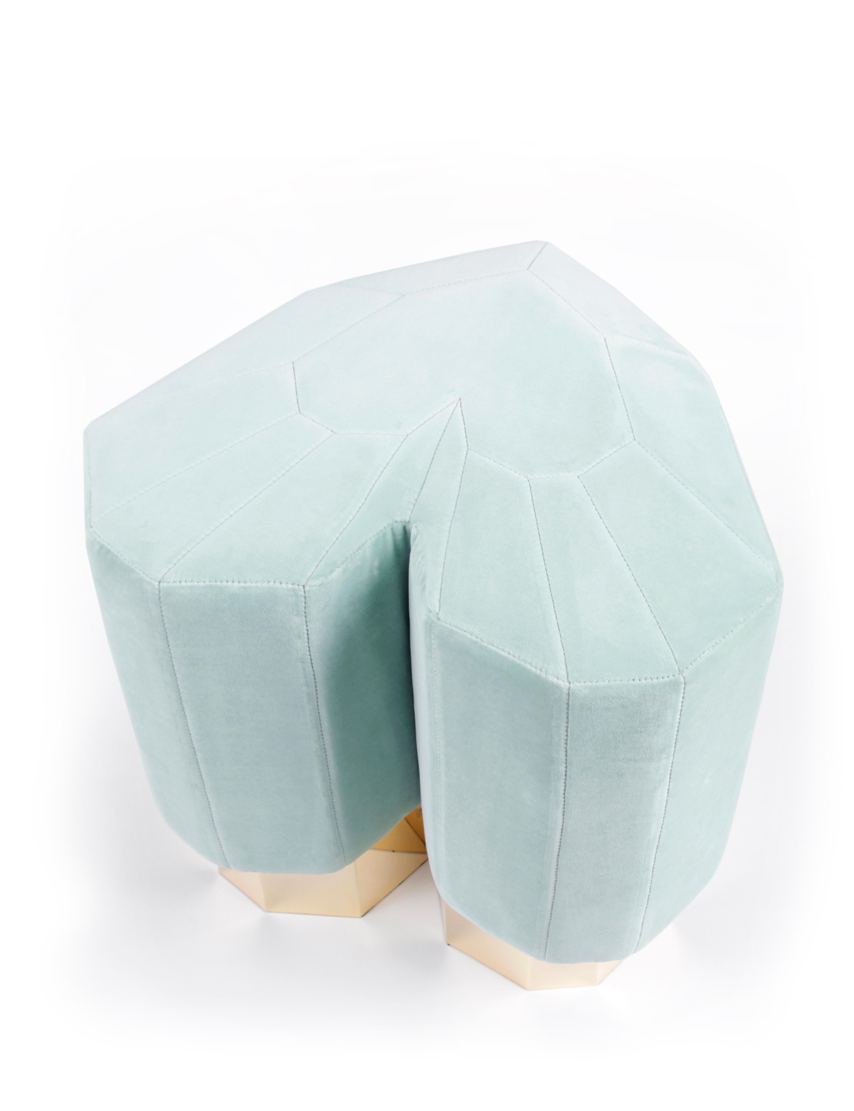 Gold Leaf Mint Green Queen Heart Stool by Royal Stranger
