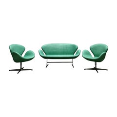 Mint Green Swan Sofa & 2x Chair by Arne Jacobsen for Fritz Hansen