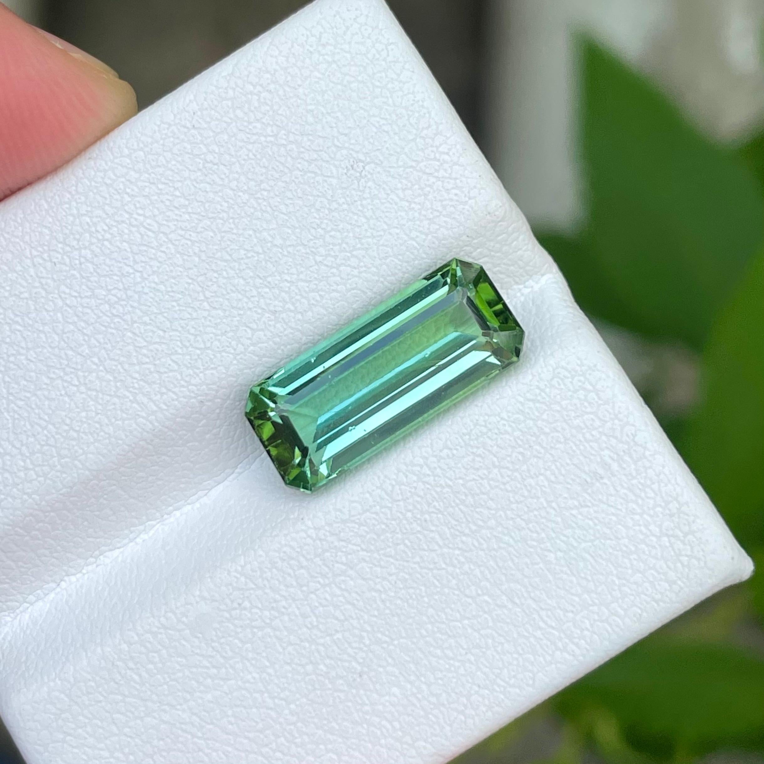 Modern Mint Green Tourmaline 6.10 Carats Emerald Cut Natural Afghani Loose Gemstone For Sale