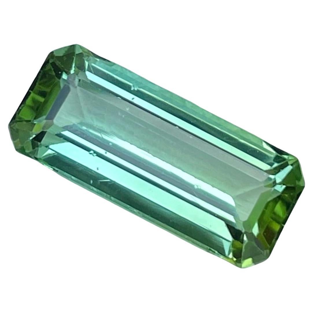 Mint Green Tourmaline 6.10 Carats Emerald Cut Natural Afghani Loose Gemstone For Sale