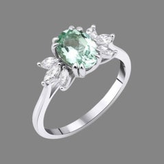 Mint Green Tourmaline And Diamond 1.20ct Ring