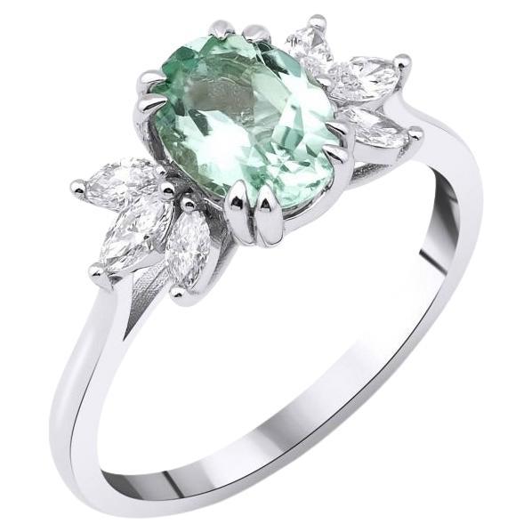 Mint Green Tourmaline And Diamond 1.20ct Ring For Sale