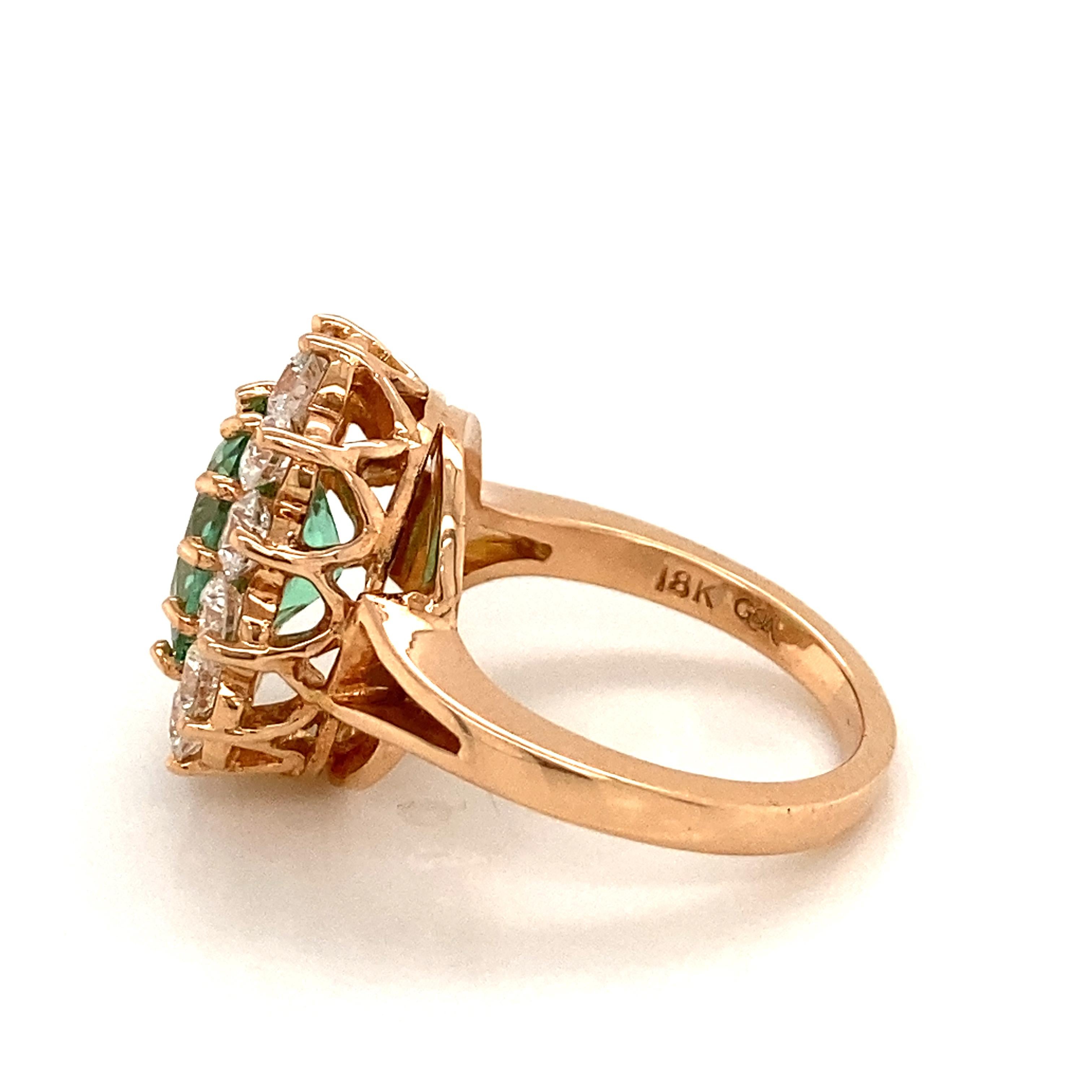 Contemporary Mint Green Tourmaline and Diamond Cocktail Ring For Sale