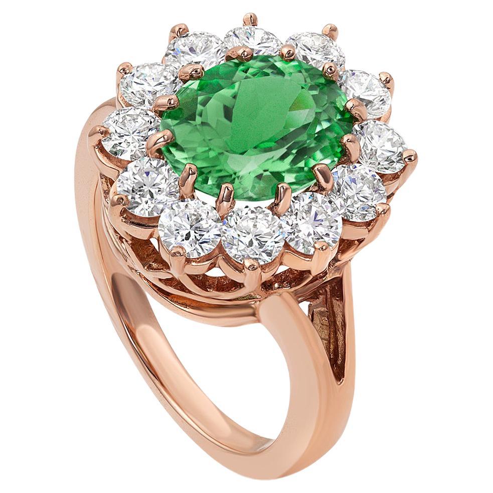 Mint Green Tourmaline and Diamond Cocktail Ring