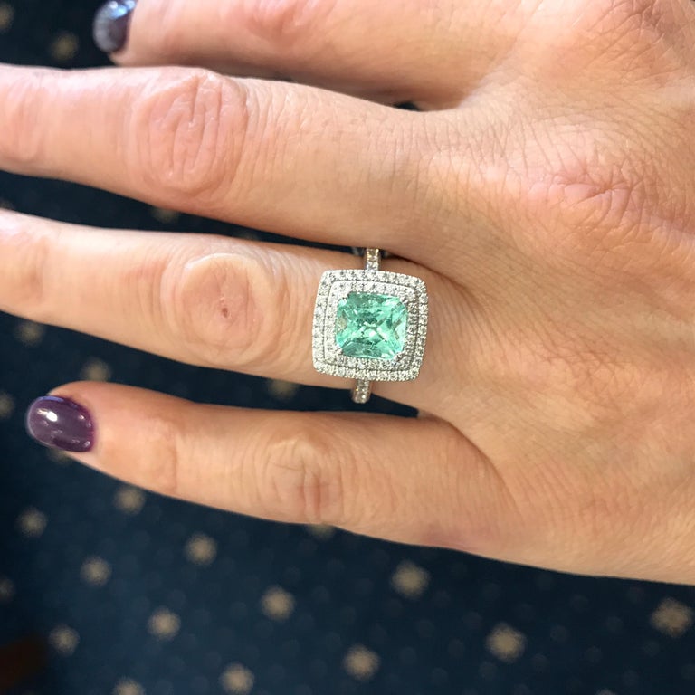 Mint Green Tourmaline and Diamond Ring  For Sale 1