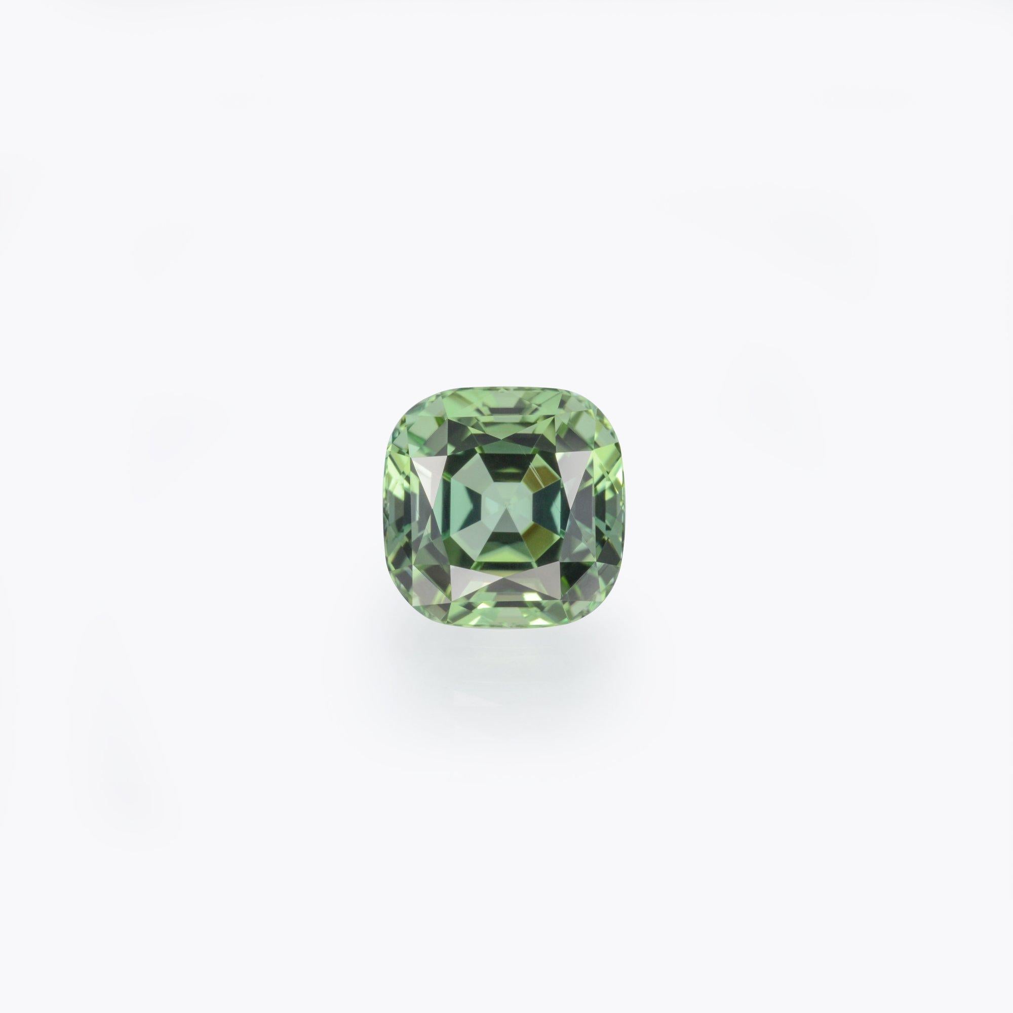 Exquisite 5.27 carat Mint Green Tourmaline cushion gem, offered loose to a classy lady or gentleman.
Returns are accepted and paid by us within 7 days of delivery.
We offer supreme custom jewelry work upon request. Please contact us for more