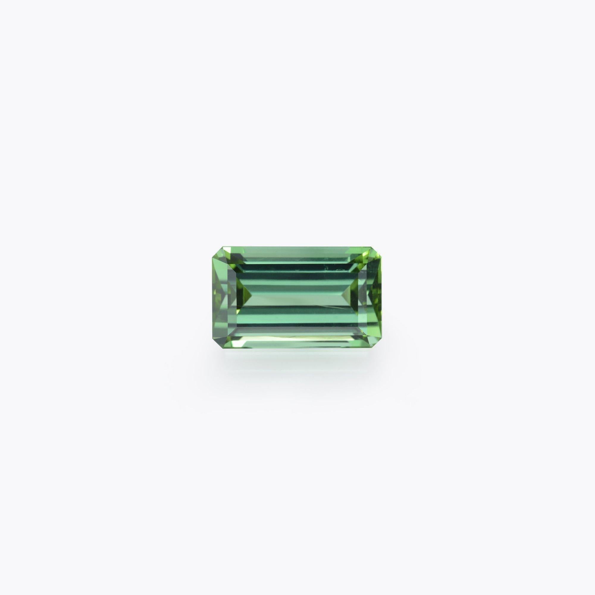 Very unique 5.65 carat Mint Green Tourmaline emerald cut gem offered loose to a lady or gentleman.
Returns are accepted and paid by us within 7 days of delivery.
All images are magnified to provide you with closer detail. This gem is clean to the