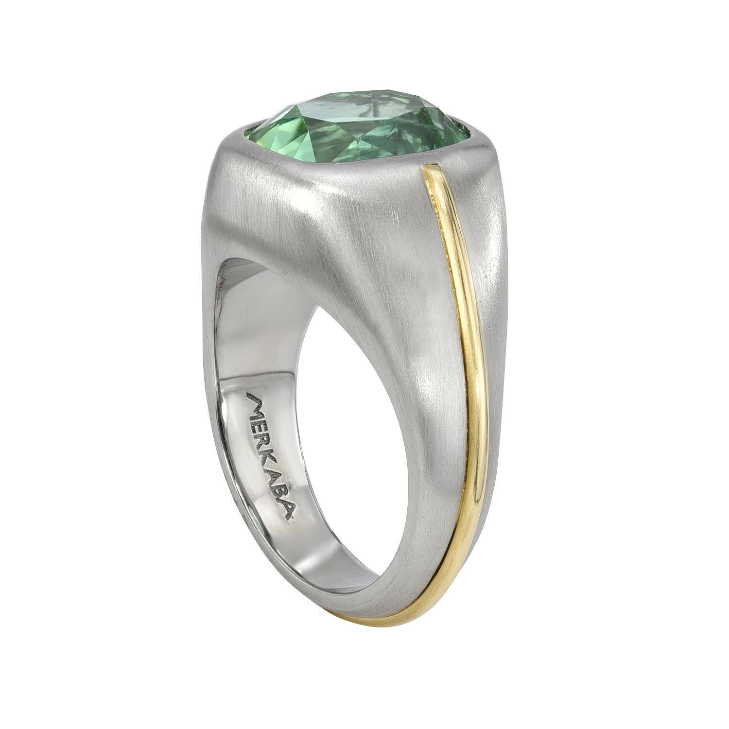 Taille coussin Bague gitane en tourmaline vert menthe taille coussin de 3,46 carats en vente