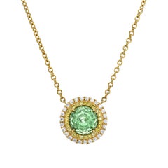 Collana con tormalina verde menta rotonda da 3,56 carati - Regalo di lusso Beverly Hills