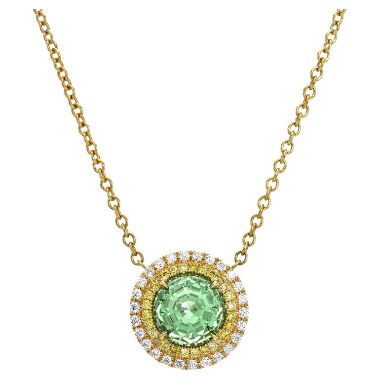 Mint Green Tourmaline Necklace Carat Round Luxury Gift