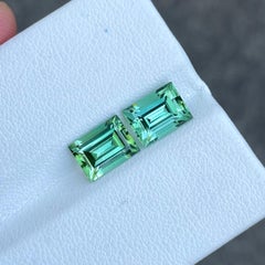 Mint Green Tourmaline Pair 4.15 carats Baguette Cut Natural Loose Afghani Gems