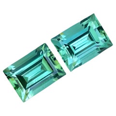 Mint Green Tourmaline Pair 4.15 carats Baguette Cut Natural Loose Afghani Gems