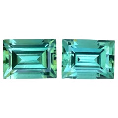 Mint Green Tourmaline Pair 4.15 carats Baguette Cut Natural Loose Afghani Gems